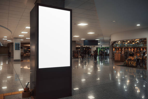 istock Blank billboard in busy airport 2168032646