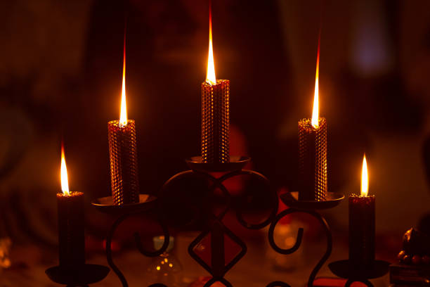 Beautiful candelabra with wax candles
