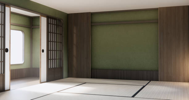 istock Empty wall design living room on tatami mat floor japan style 2168034280