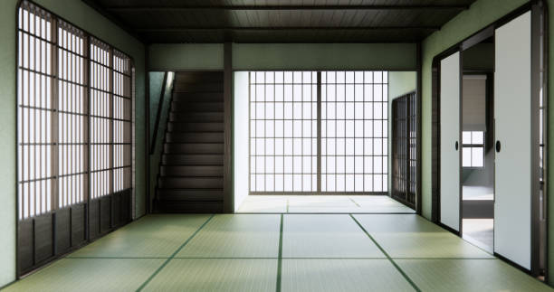istock Empty wall design living room on tatami mat floor japan style 2168035104