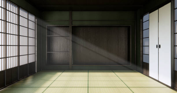 istock Empty wall design living room on tatami mat floor japan style 2168035177