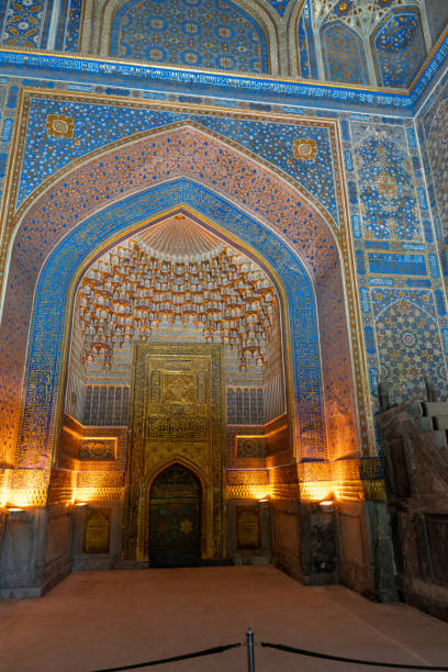 istock A blue and gold building with a large archway 2168036202
