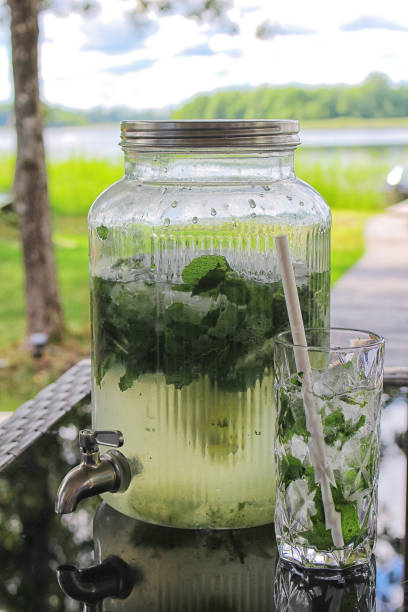 Mojito cocktail with lime, very refreshing in the hot summer