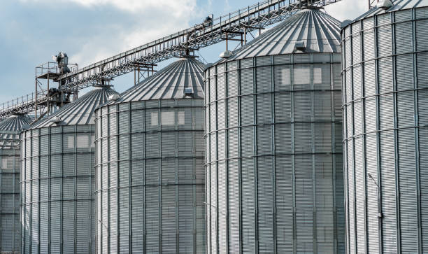 istock Grain storage. Silos for storage and drying of grains, wheat, corn, soy. Agro-processing and manufacturing plant 2168039562
