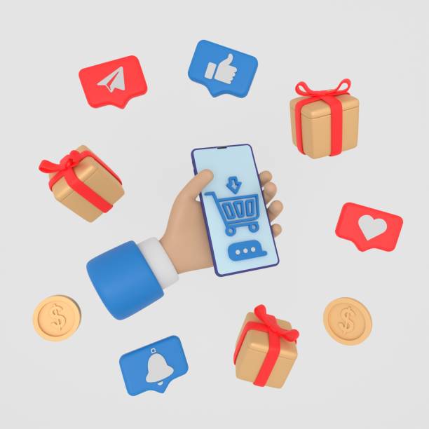 istock Hand with smartphone and 3D icons 2168045967