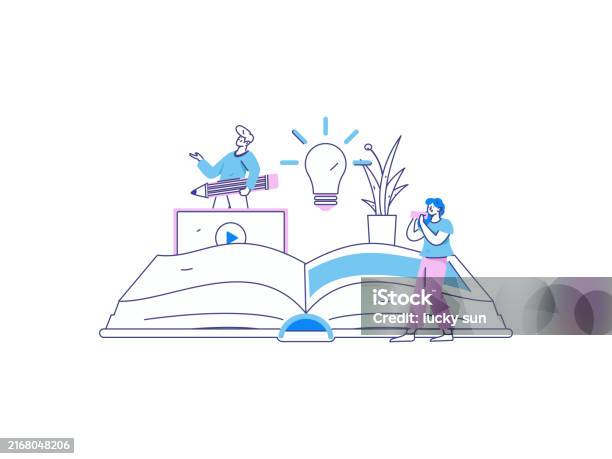 Education And Learning People Flat Vector Concept Hand Drawn ...