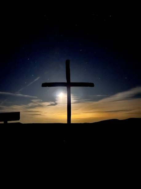 istock Silhouette of Cross Against Night Sky 2168048967