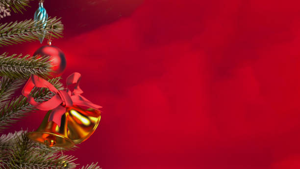 istock Christmas background with close up christmas tree ornaments and copy space, 3d rendering. 2168059177