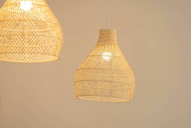 istock Two lamps with a white shade and a brown shade 2168060221