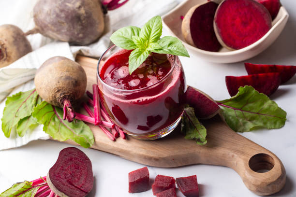istock Glass of fresh beetroot juice with vegetables 2168060483