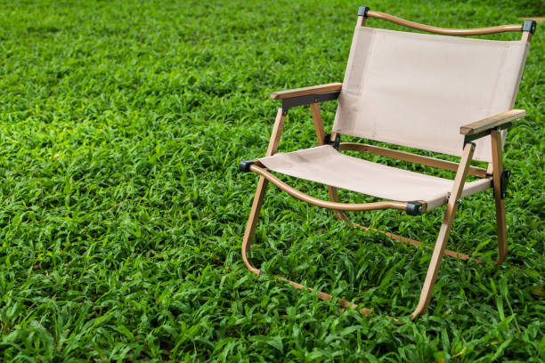 istock Folding camp chair on grass. 2168062613