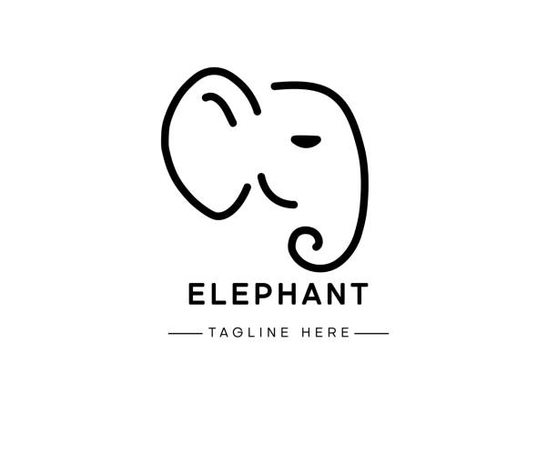 Simple and minimal elephant line art logo icon. Modern vector line icon isolated on white background. Simple and minimal elephant line art logo icon. Modern vector line icon isolated on white background. elephant ear plant stock illustrations