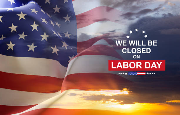 istock Labor Day Background. American flag against the sunset 2168065398
