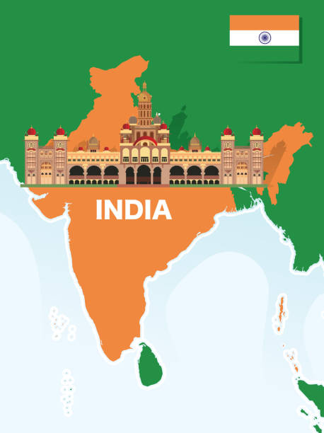 India Map and Mysore Palace https://maps.lib.utexas.edu/maps/middle_east_and_asia/india_physio-2001.jpg rajkot india stock illustrations