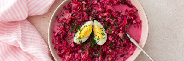 istock Summer cold beetroot soup made from beets, radishes, cucumbers, potatoes and herbs 2168089989