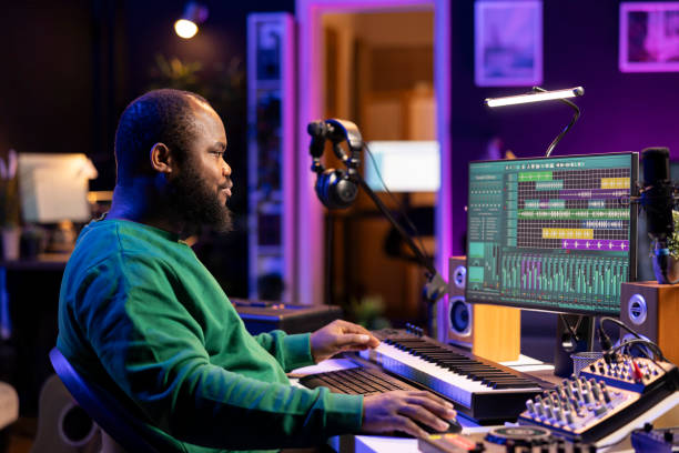 istock African american composer creating a new track for a project 2168096346