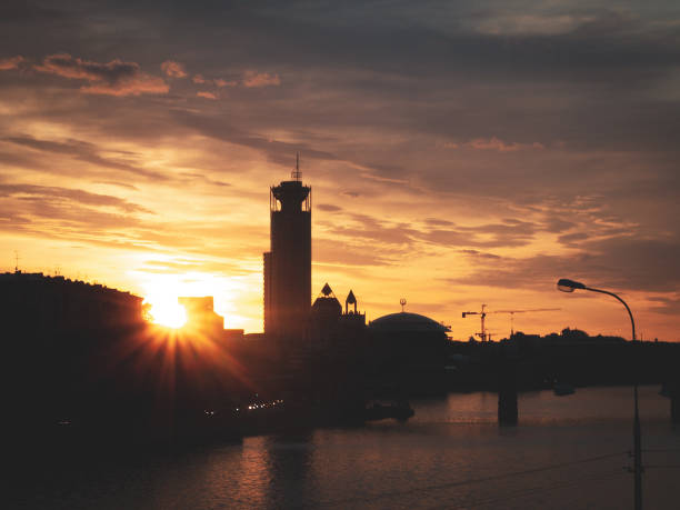 Musical Center Tower in Moscow, Russia. sunset