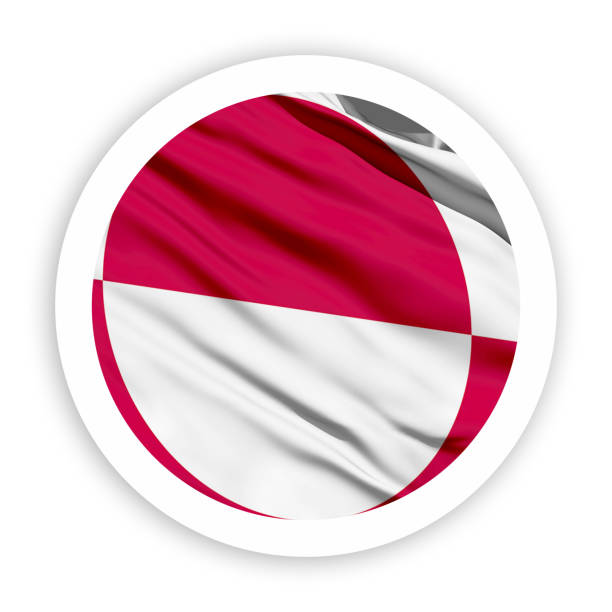 Waving Flag with White Rounded Circle Frame