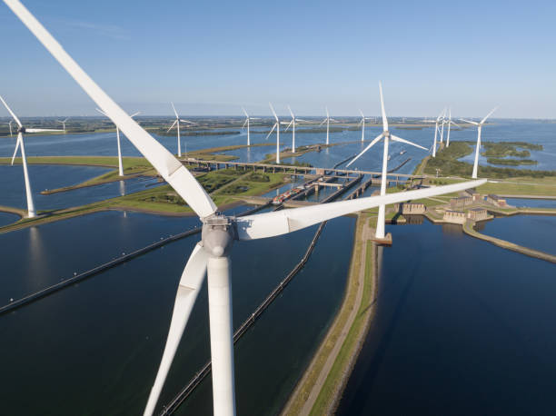 istock Krammersluizen, water way sluices and locks aerial drone view. 2168103017