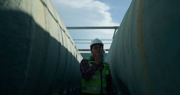 istock A contractor is working to inspect before handing over work to a company for maintenance on a large industrial plant's water system. 2168105103