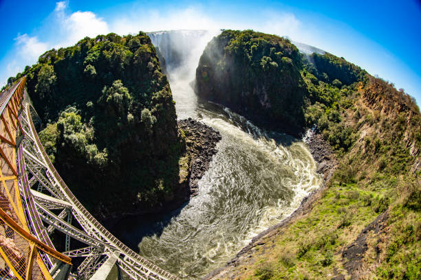 Victoria Falls, waterfall on the Zambezi River on the border between Zambia and Zimbabwe. Africa