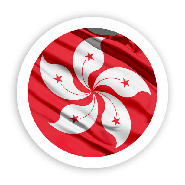 Robotic hand holding Hong Kong Flag.