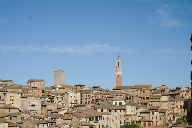 Medieval tower and buildings, city skyline, Florence, Bike packing Tuscany, from the hills of Poggibonsi to the vineyards of Castellina in Chianti and Radda in Chianti