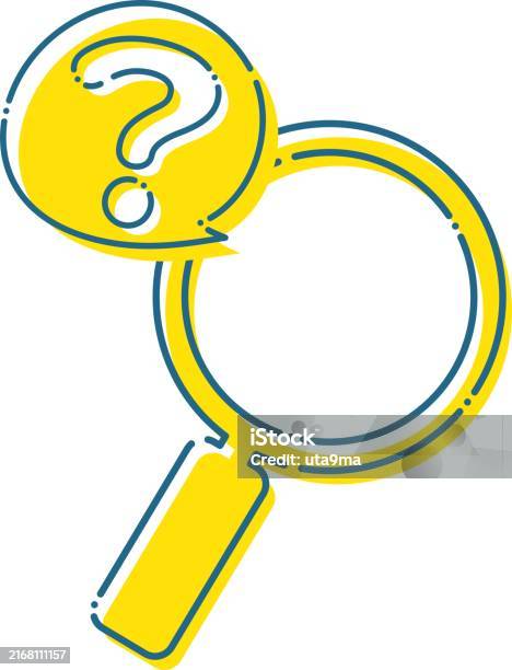 Question Mark Rov Dashed Magnifying Glass And Question Mark Illustration Material Stock ...