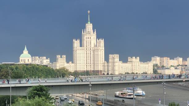 istock Stalin's skyscraper in Moscow on a hot day before a thunderstorm 2168118525