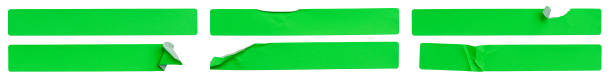 istock A set of fluorescent neon green rectangular paper sticker label isolated on white background. 2168122975