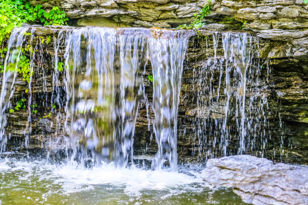 istock Serene Waterfall Under a Gazebo in a Garden: A Tranquil Nature Retreat 2168127350