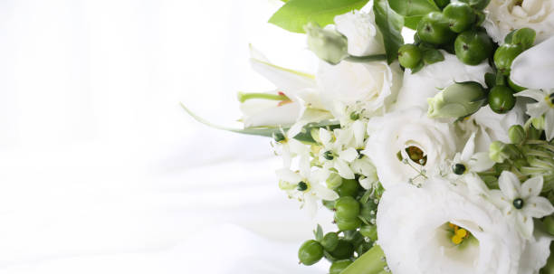 istock floral background with white color bouquet 2168128633