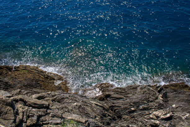 View of the beach at Manarola, Cinque Terre, in the Ligurian Coasr