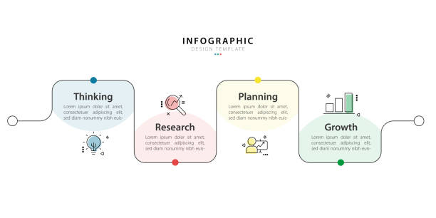 Business infographic template. 4 Step timeline journey. Business infographic template. 4 Step timeline journey. Process diagram, 4 options isolated background, element vector illustration. infographics stock illustrations