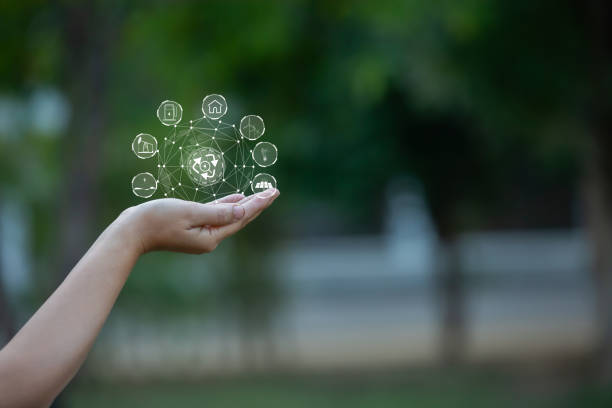 istock Technology,   Hands holding  globe of tropical nature summer background, 2168147268