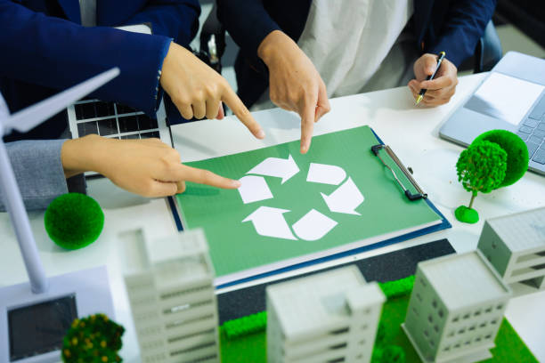 istock Engineer Teamwork Meeting, with partner on model building at company office working technology, Renewable energy-based green businesses and global warming. 2168153762
