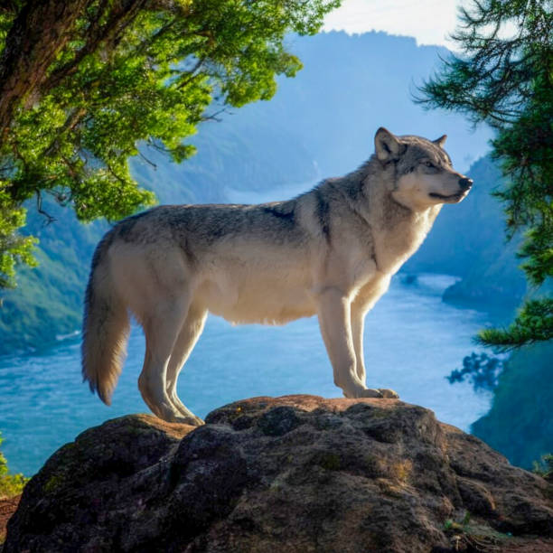 istock Wolf Standing Proud in Scenic Wilderness 2168154081