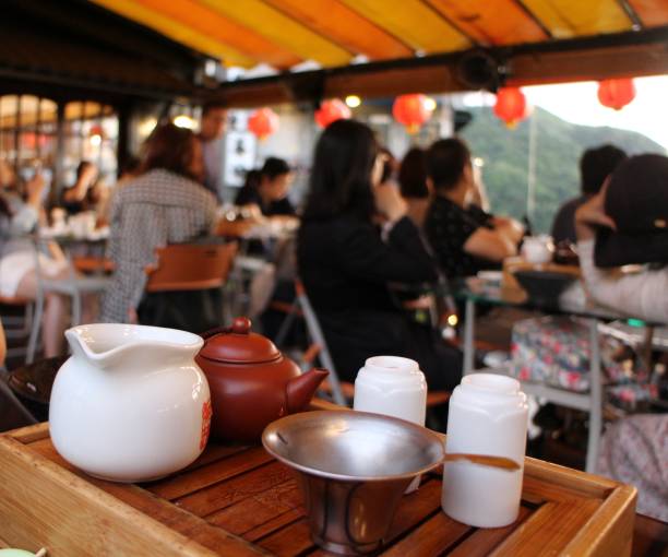 Taiwanese tea set in Jioufen, Taiwan
