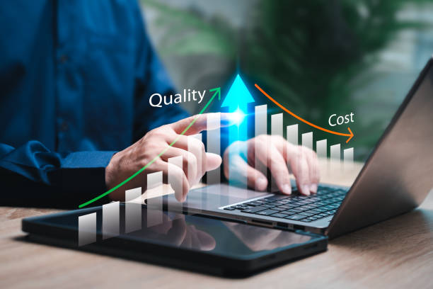 istock Cost reduction, Cost and quality control concept,  Businessman management and plan cost and profit control high quality of product low budget, Effective business, Expense reduced, Quality targets 2168154837