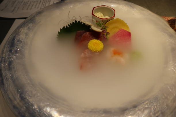 istock Japanese cuisine: sashimi plate with dry ice decorations in Hakone, Japan 2168155284