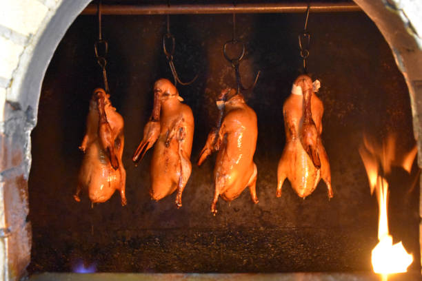 Peking duck roasting in a restaurant in Beijing