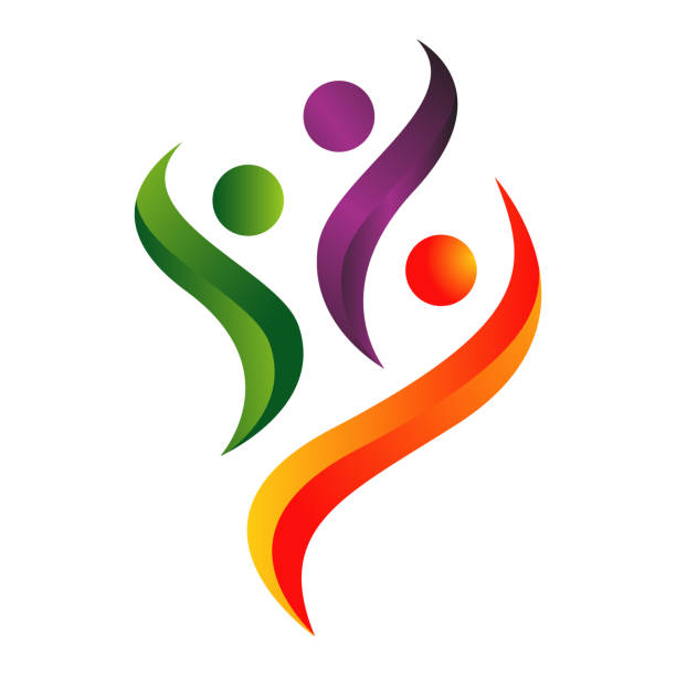 Abstract group of dancing People Logo happiness family community vector Icon illustration Abstract group of dancing People Logo together happiness family community in fire flame pose vector Icon Symbol Elements workout logo stock illustrations