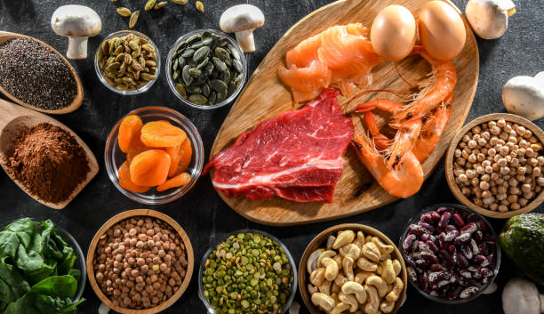 istock Composition with food products rich in zinc 2168163560