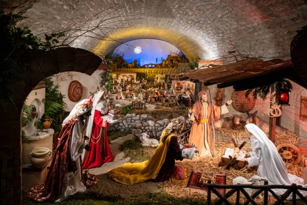 Nativity scene with the three wise men that can be seen in the old town of Santarcangelo di Romagna