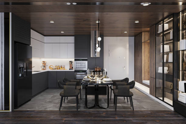 istock 3d render of kitchen and dining room 2168173347
