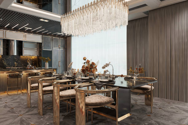 istock Beautiful modern Dining Room and Kitchen in New Luxury Home 2168173372