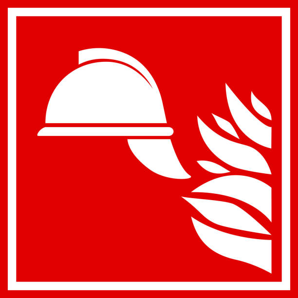 Firefighting vector sign Firefighting vector sign on white background silhouette of firefighter logo stock illustrations