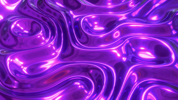 istock Liquid purple chrome waves background, shiny and lustrous metal pattern texture, silky 3D illustration. 2168176341