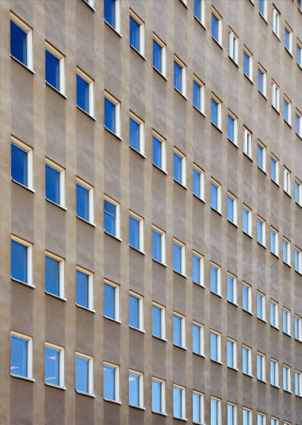 Closeup of windows in high rise building