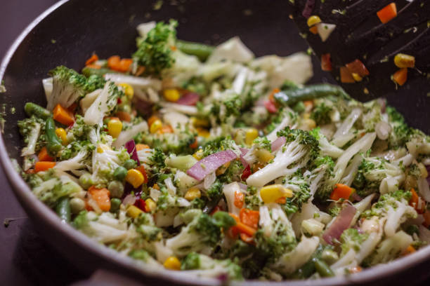 A bright vegetable stew made from fresh vegetables, symbolizing a healthy and proper diet.